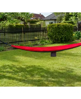 Záhradné hojdačky Happy Green Ležadlo závesné hojdacie Camping 270 x 140 cm, červená