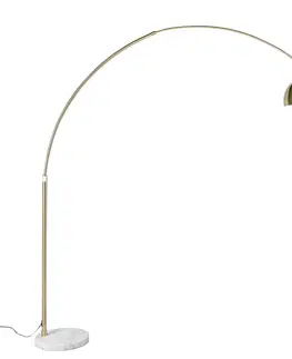 Oblúkové lampy Oblúková lampa mosadzná s nastaviteľnou základňou z bieleho mramoru - XXL