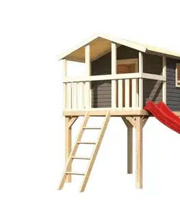 Detské záhradné domčeky Detské ihrisko so šmýkačkou Dekorhome Červená
