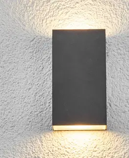 Vonkajšie nástenné svietidlá Lindby Hranaté vonkajšie nástenné LED svietidlo Weerd