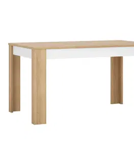 Jedálenské stoly Jedálenský stôl LYOT03, rozkladací, dub riviera/biela s extra vysokým leskom, 140-180x85 cm, LEONARDO