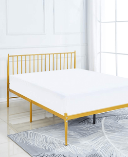 Postele KONDELA Zahara kovová manželská posteľ s roštom zlatá