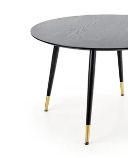 Jedálenské stoly HALMAR Embos okrúhly jedálenský stôl čierna / zlatá