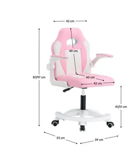 Kancelárske kreslá Otočná stolička, ružová/biela, ODELIA