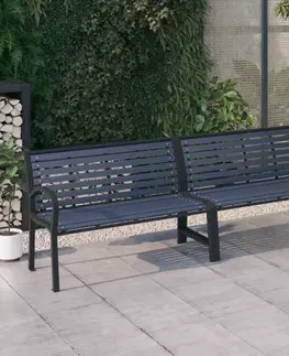 Záhradné lavice Dvojitá záhradná lavička WPC / kov Dekorhome Čierna