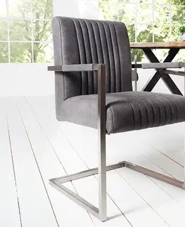 Stoličky - moderné LuxD 21100 Konzolová stolička Boss s podrúčkami, sivá antik 