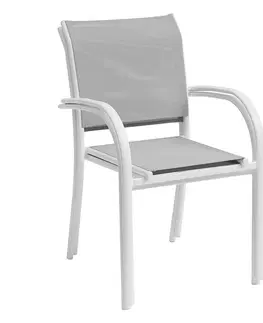 Záhradné stoličky a kreslá DEOKORK Hliníkové kreslo s textíliou VALENCIA (biela)