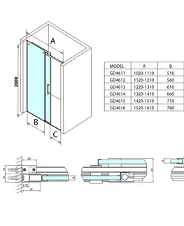 Sprchovacie kúty GELCO - DRAGON sprchové dvere 1200, číre sklo GD4612