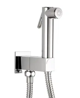 Kúpeľňa SAPHO - Nástenný ventil s ručnou bidetovou sprškou a bezpečnostnou pojistkou,hranatý,chróm SG108