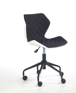 Kancelárske stoličky HALMAR Matrix detská stolička na kolieskach čierna / biela