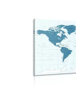 Obrazy mapy Obraz politická mapa sveta v modrej farbe