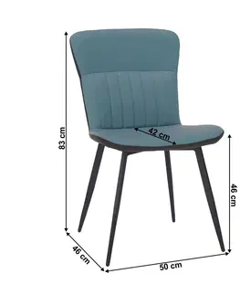Stoličky Jedálenská stolička, ekokoža, modrá/hnedá, KLARISA