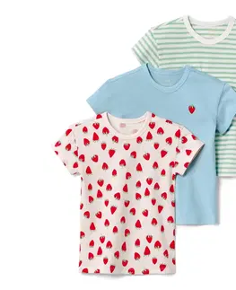 Shirts & Tops Detské tričká, ružové, zeleno-biele a svetlomodré, 3 ks