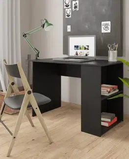 Pracovné stoly Písací stôl s policami 110x60 cm Dekorhome Čierna lesk