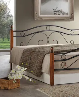 Manželské postele FLORENCE kovová posteľ 180 x 200, dub divoký