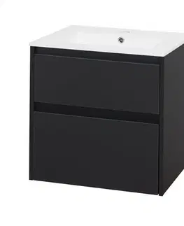 Kúpeľňový nábytok MEREO - Opto, kúpeľňová skrinka s keramickým umývadlom 61 cm, čierna CN940