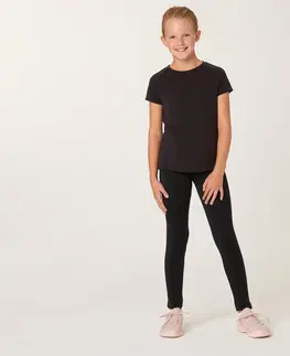 nohavice Dievčenské priedušné tričko S500 na cvičenie čierne