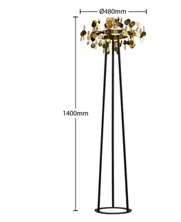Stojacie lampy Lucande Lucande Glimmo stojacia LED lampa, čierna, mosadz