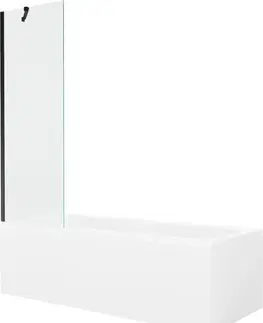 Sprchové dvere MEXEN/S - Cubik obdĺžniková vaňa 160 x 70 cm s panelom + vaňová zástena 60 cm, transparent, čierna 550316070X9506000070