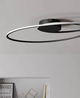 Stropné svietidlá Lindby Lindby Xenias LED stropná lampa, čierna, 60 x 35