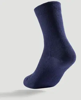 bedminton Detské športové ponožky RS 160 vysoké 3 páry tmavomodro-biele