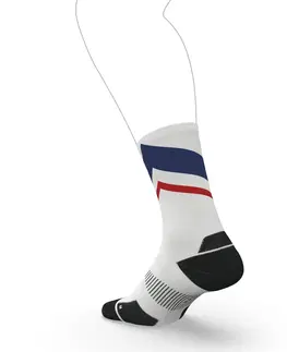 ponožky Bežecké ponožky Run900 po lýtka hrubé bielo-modro-červené