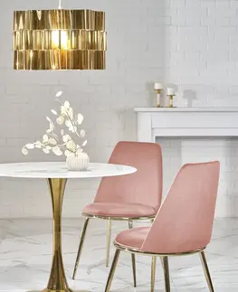 Jedálenské stoly HALMAR Casemiro okrúhly jedálenský stôl biely mramor / zlatá