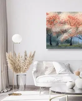 Obrazy prírody a krajiny Obraz akvarelové kvitnúce stromy