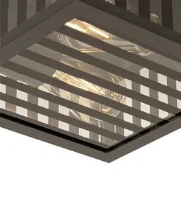 Vonkajsie stropne svietidla Moderné vonkajšie stropné svietidlo čierne s dymovým sklom 2-svetlo IP44 - Dijon