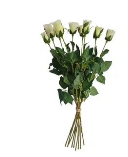 Kvety Umelá kvetina púčik Ruža biela, 64 cm, 9 ks