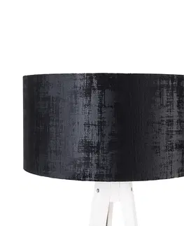 Stojace lampy Moderná stojaca lampa statív biela s čiernym zamatovým odtieňom 50 cm - Tripod Classic