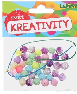 Kreatívne a výtvarné hračky WIKY - Korálky farebné s povrázkom