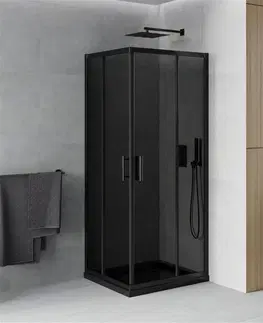 Vane MEXEN/S - Rio sprchovací kút 70x70, grafit, čierna + vanička so sifónom 860-070-070-70-40-4070B