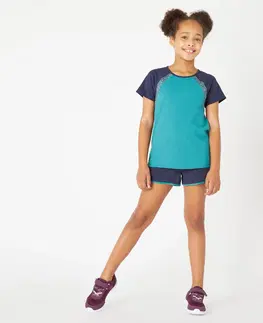 gymnasti Dievčenské šortky na cvičenie 500 modro-zelené