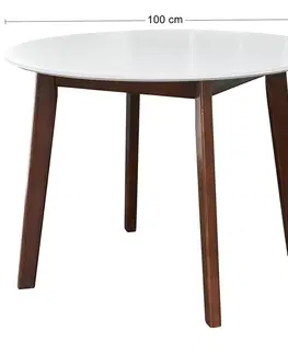 Jedálenské stoly NABBI Fiver 100 okrúhly jedálenský stôl orech / biela