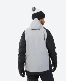 bundy a vesty Pánska bunda SNB 100 na snowboard sivo-čierna