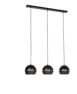 Zavesne lampy Dizajnová závesná lampa čierna so zlatým interiérom 3-svetlo - Buell