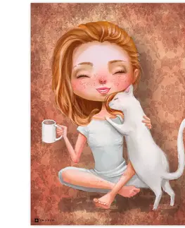 Obrazy do detskej izby Obraz na stenu - Dievča s mačkou