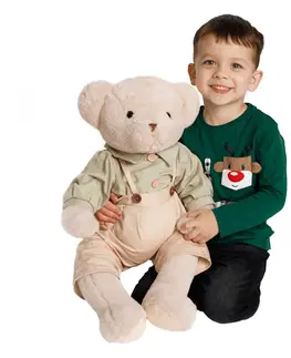 Plyšové hračky Plyšový medveď, smotanová/zelená, 65cm, MADEN BOY TYP2