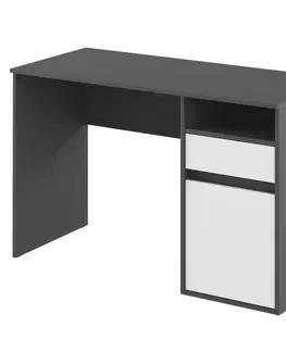Písacie stoly PC stôl, tmavosivá-grafit/biela, BILI