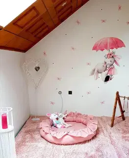 Nálepky na stenu Detské nálepky na stenu - Zajačiky s dáždnikom