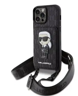Puzdrá na mobilné telefóny Karl Lagerfeld Saffiano Monogram Crossbody Ikonik NFT Kryt pre iPhone 14 Pro Max, black 57983116320