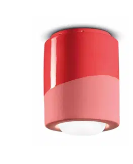 Bodové svetlá Ferroluce PI stropné svietidlo, valcové, Ø 12,5 cm, červené