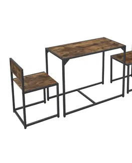 Jedálenské súpravy Juskys Súprava kuchynského stola so stolom a 2 stoličkami - antický vzhľad dreva