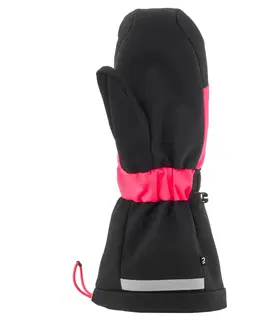 rukavice Detské hrejivé a nepremokavé lyžiarske palčiaky - 550 čierno-reflexne ružové