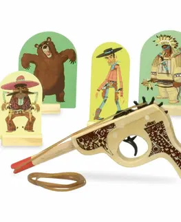 Drevené hračky Vilac Drevená western pištoľ s terčmi