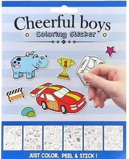 Kreatívne a výtvarné hračky WIKY - Vyfarbovacie nálepky Cheerful Boys 6 strán