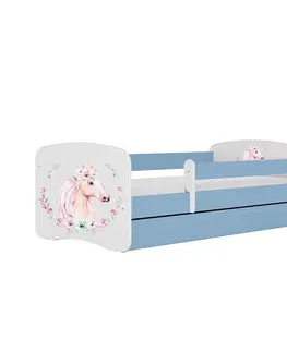 Jednolôžkové postele Detská Posteľ. Babydreams+Sz+M Modrá 80x180 Horse