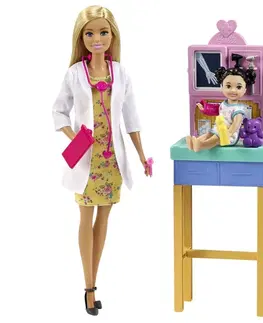 Hračky bábiky MATTEL - Barbie povolnie herný set s bábikou - lekárka blondínka v šatoch