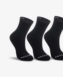 bedminton Vysoké športové ponožky RS 100 3 páry čierne
